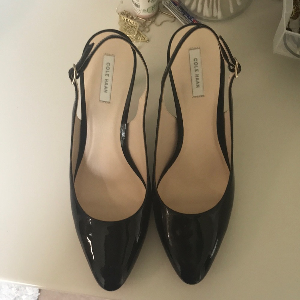 Cole Haan patent leather sling back